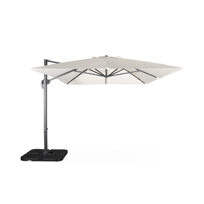 sweeek - Rechthoekige parasol 3x4m + verzwaarde tegels 50x50cm