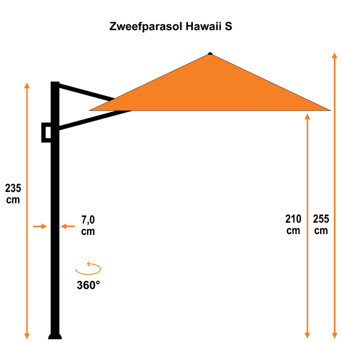 Garden Impressions Hawaii parasol S Ø300 ecru + 80kg voet en hoes
