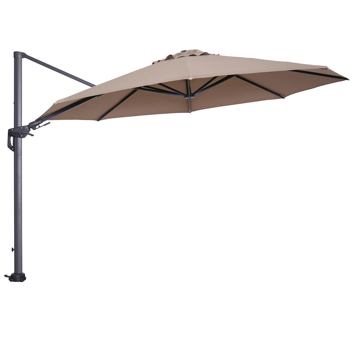 Garden Impressions Hawaii zweefparasol 3.5m taupe met voet en hoes
