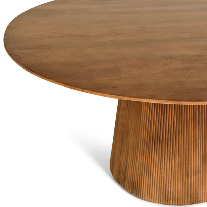 by fonQ Grand Eettafel Lichtbruin Mangohout - Ø 150 cm