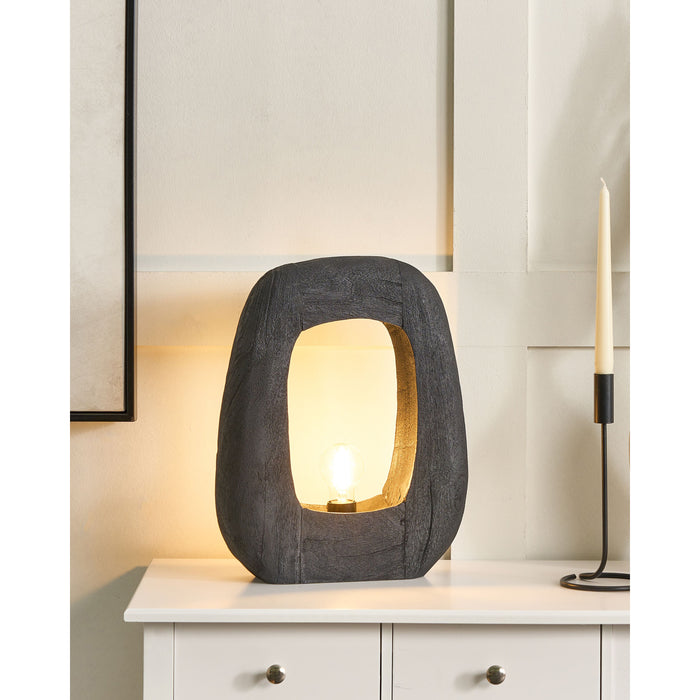 Beliani - AJAY - Tafellamp - Zwart - Hout