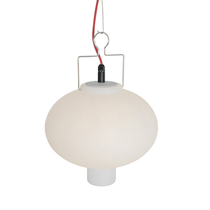 QAZQA Buiten hanglamp wit 35 cm met rode stekker IP44 - Pion