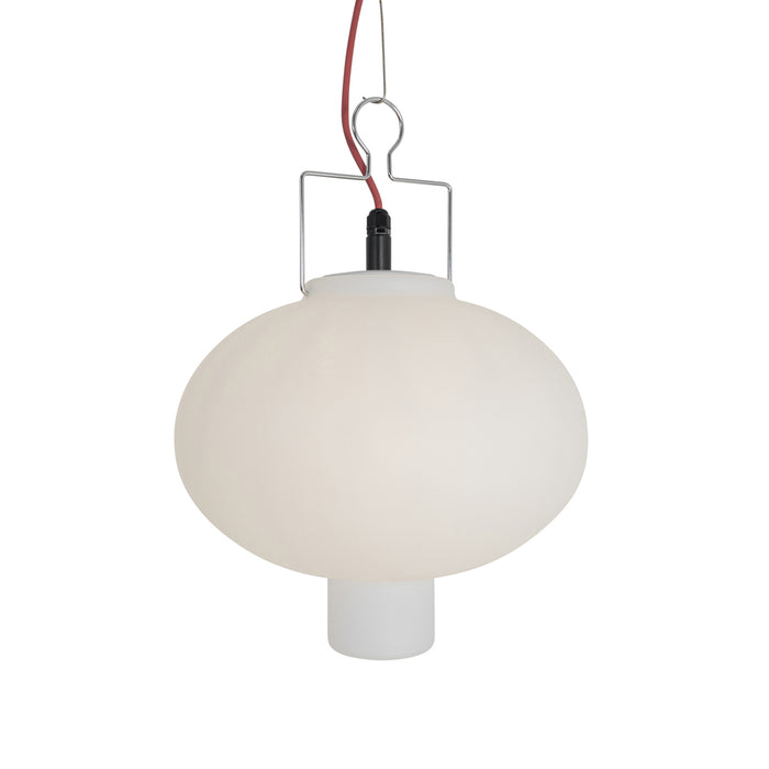 QAZQA Buiten hanglamp wit 35 cm met rode stekker IP44 - Pion