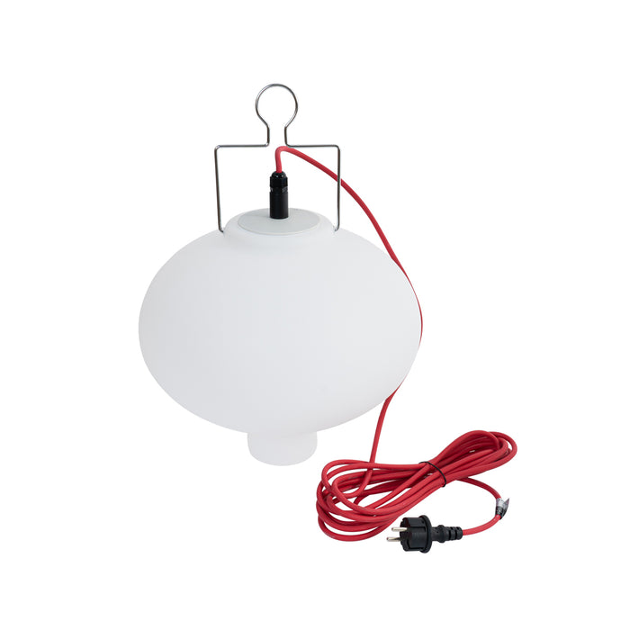 QAZQA Buiten hanglamp wit 35 cm met rode stekker IP44 - Pion