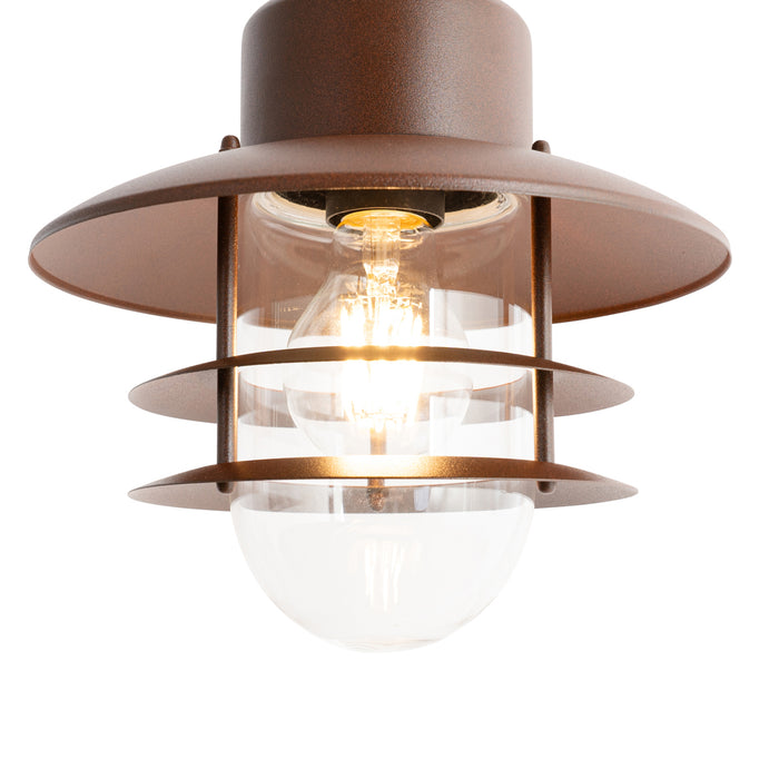 QAZQA Industriële hanglamp roestbruin IP44 - Shell