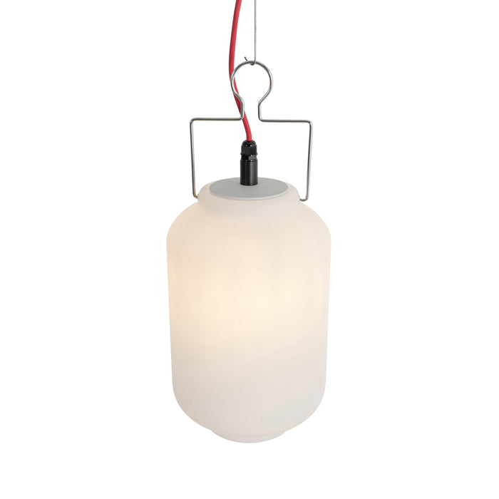 QAZQA Buiten hanglamp wit 20 cm met rode stekker IP44 - Pion