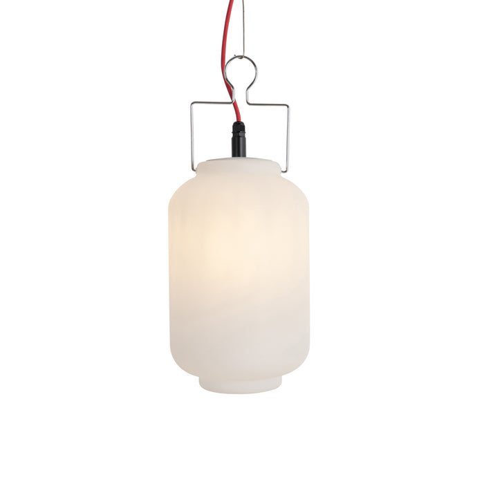 QAZQA Buiten hanglamp wit 20 cm met rode stekker IP44 - Pion