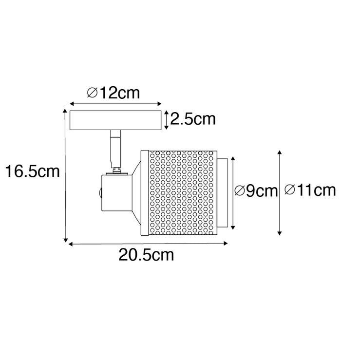 QAZQA Industriële spot zwart met goud - Kayden