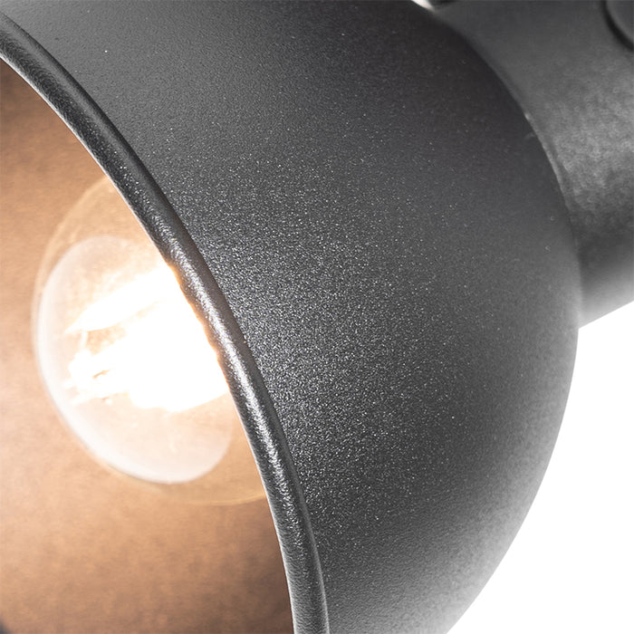 QAZQA Industriële spot zwart met hout kantelbaar 4-lichts - Tommy