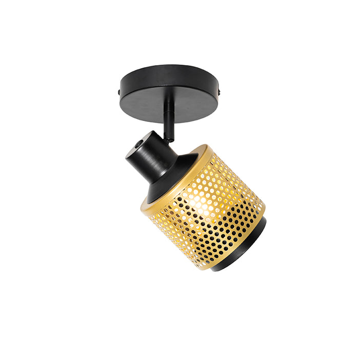 QAZQA Industriële spot zwart met goud - Kayden