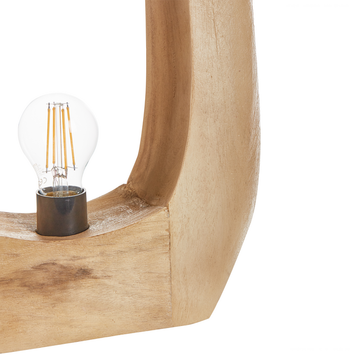 Beliani - AJAY - Tafellamp - Lichtbruin - Mangohout