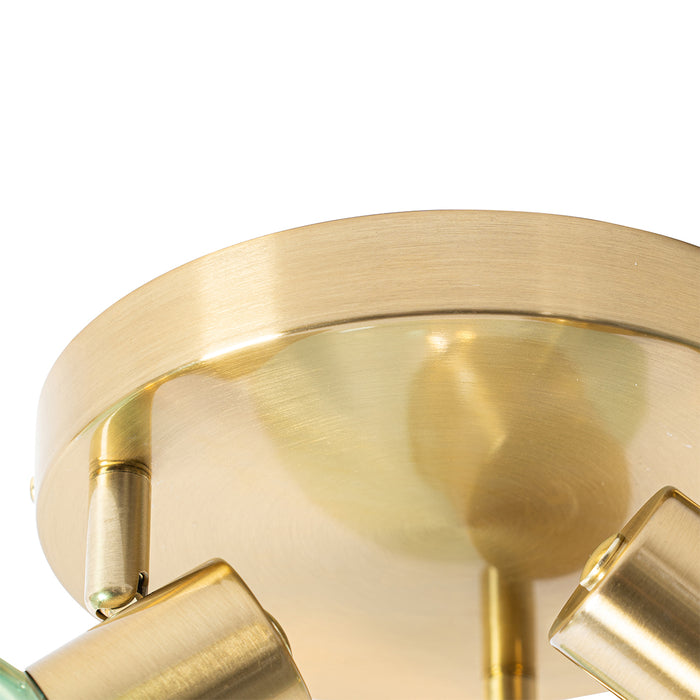 QAZQA Art Deco plafondspot goud met groen glas 3-lichts - Vidro