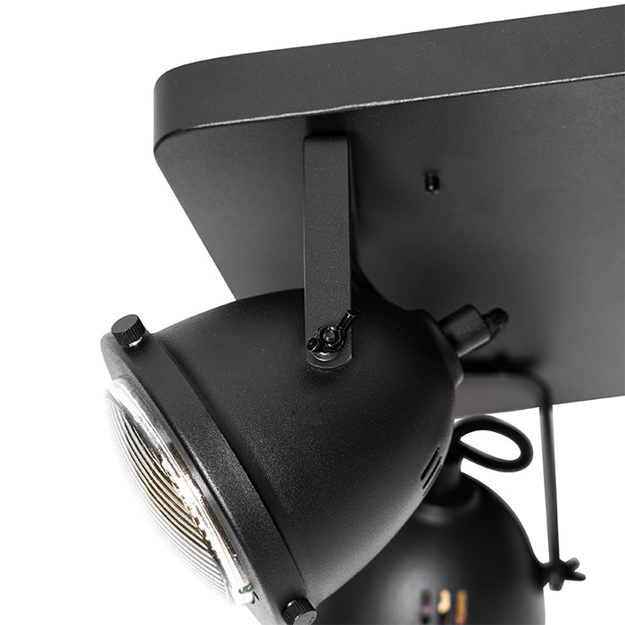 QAZQA Industriële spot zwart 4-lichts - Emado