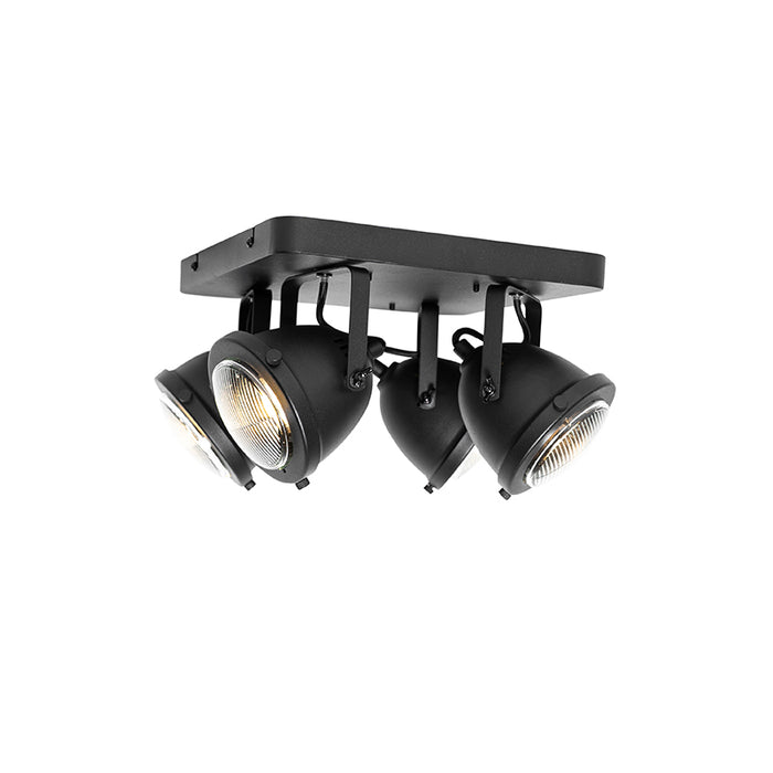 QAZQA Industriële spot zwart 4-lichts - Emado