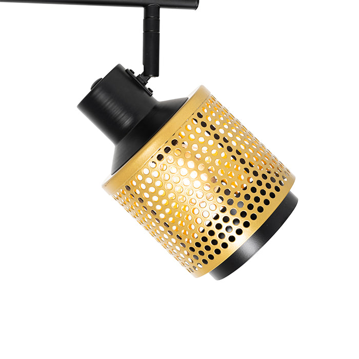 QAZQA Industriële spot zwart met goud 2-lichts - Kayden