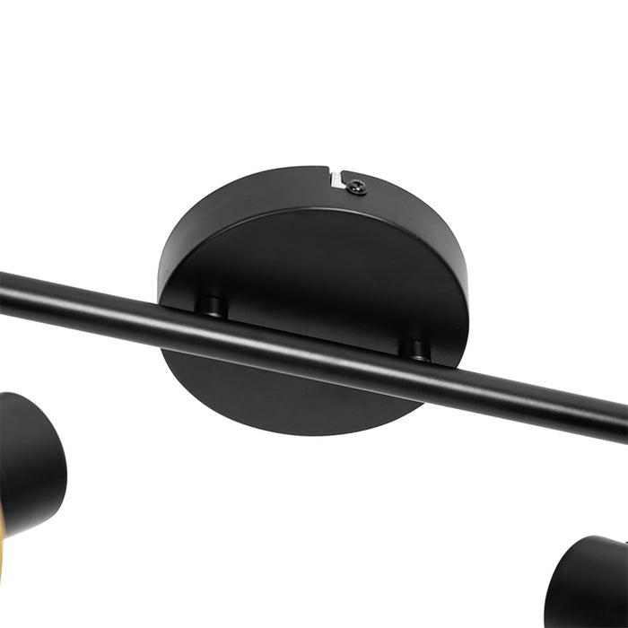 QAZQA Industriële spot zwart met goud 2-lichts - Kayden