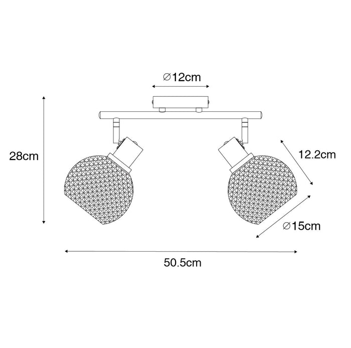 QAZQA Design spot zwart met smoke glas 2-lichts - Chico