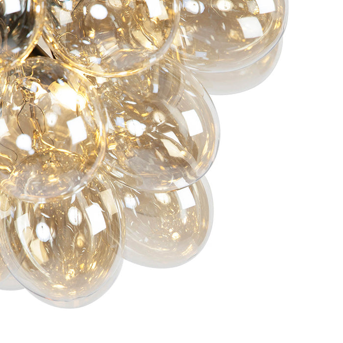 QAZQA Smart hanglamp zwart met Amber glas incl. 8 Wifi g9 - Uvas