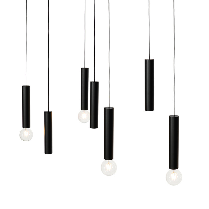 QAZQA Design hanglamp zwart ovaal 7-lichts - Tuba