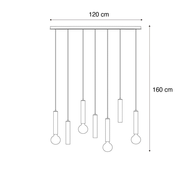 QAZQA Design hanglamp zwart ovaal 7-lichts - Tuba