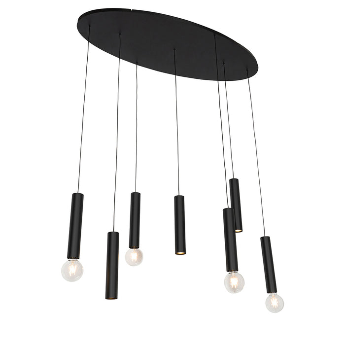 QAZQA Design hanglamp zwart ovaal 7-lichts - Tuba