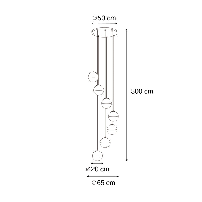 QAZQA Retro hanglamp zwart met helder glas 7-lichts - Eclipse