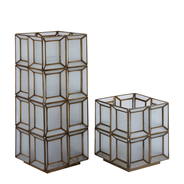 PTMD Layra White milk glass table lamp antique low