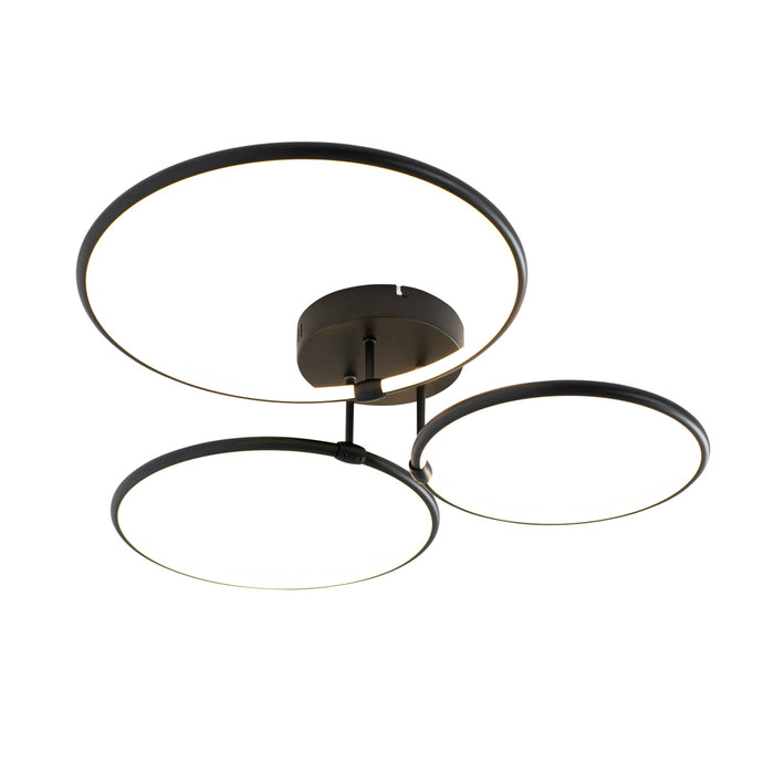 QAZQA Design plafondlamp zwart incl. LED 3-staps dimbaar 3-lichts -