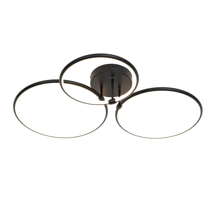 QAZQA Design plafondlamp zwart incl. LED 3-staps dimbaar 3-lichts -