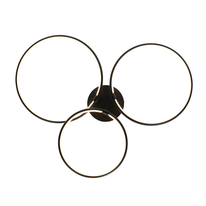 QAZQA Design plafondlamp zwart incl. LED 3-staps dimbaar 3-lichts -