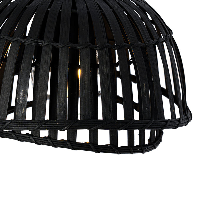 QAZQA Oosterse hanglamp zwart bamboe 3-lichts - Pua