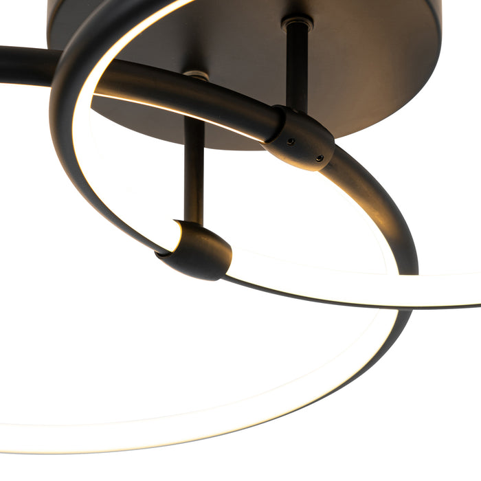 QAZQA Design plafondlamp zwart incl. LED 3-staps dimbaar 2-lichts -