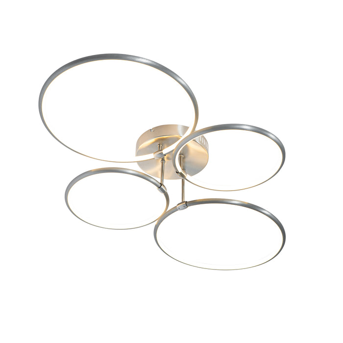 QAZQA Design plafondlamp staal incl. LED 3-staps dimbaar 4-lichts -