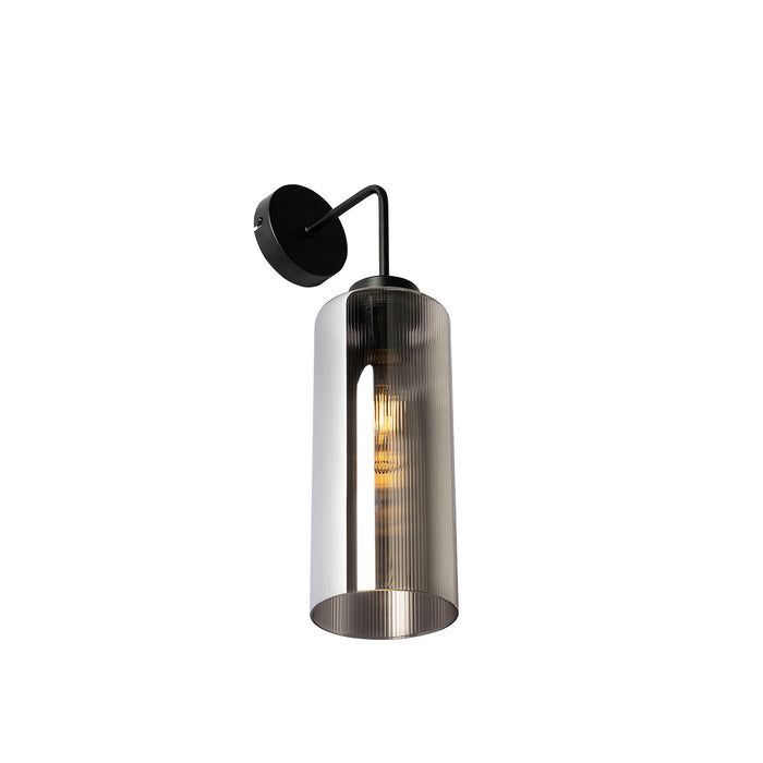 QAZQA Art Deco wandlamp zwart met smoke glas - Laura