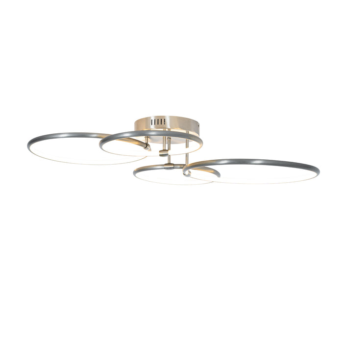 QAZQA Design plafondlamp staal incl. LED 3-staps dimbaar 4-lichts -