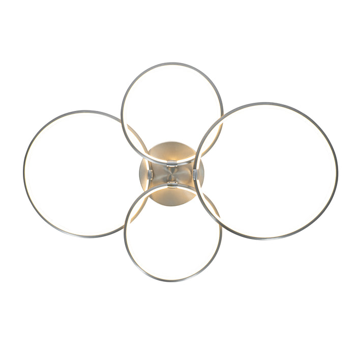 QAZQA Design plafondlamp staal incl. LED 3-staps dimbaar 4-lichts -