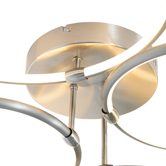 QAZQA Design plafondlamp staal incl. LED 3-staps dimbaar 4-lichts -