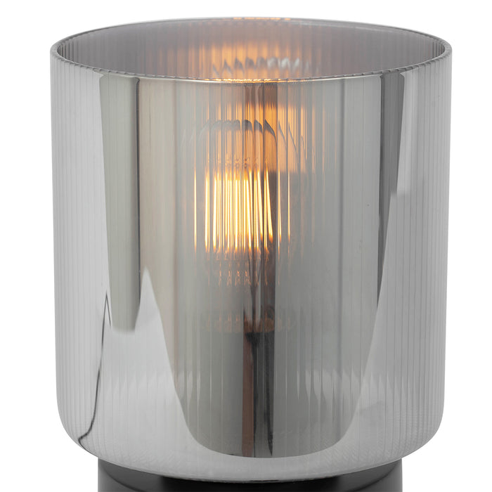 QAZQA Art Deco tafellamp zwart met smoke glas - Laura