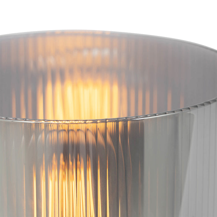 QAZQA Art Deco tafellamp zwart met smoke glas - Laura