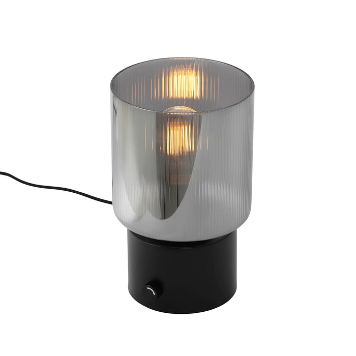 QAZQA Art Deco tafellamp zwart met smoke glas - Laura