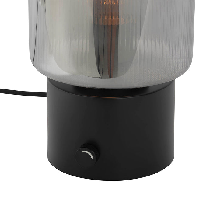 QAZQA Art Deco tafellamp zwart met smoke glas - Laura