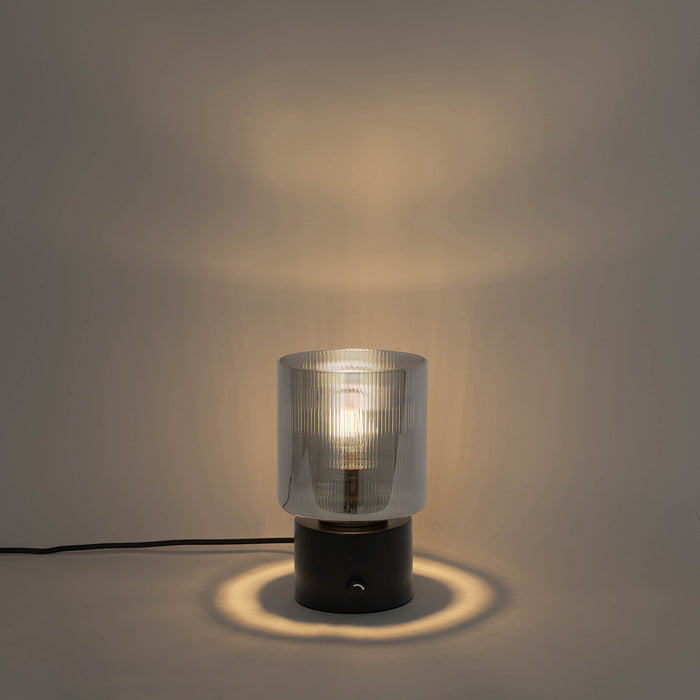 QAZQA Art Deco tafellamp zwart met smoke glas - Laura
