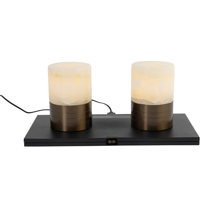 QAZQA Set van 2 tafellampen donkerbrons RGBW oplaadbaar - Alessia