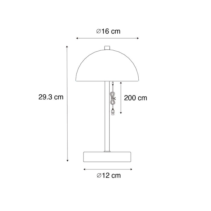 QAZQA Set van 2 buiten tafellampen mushroom donkerbrons oplaadbaar -