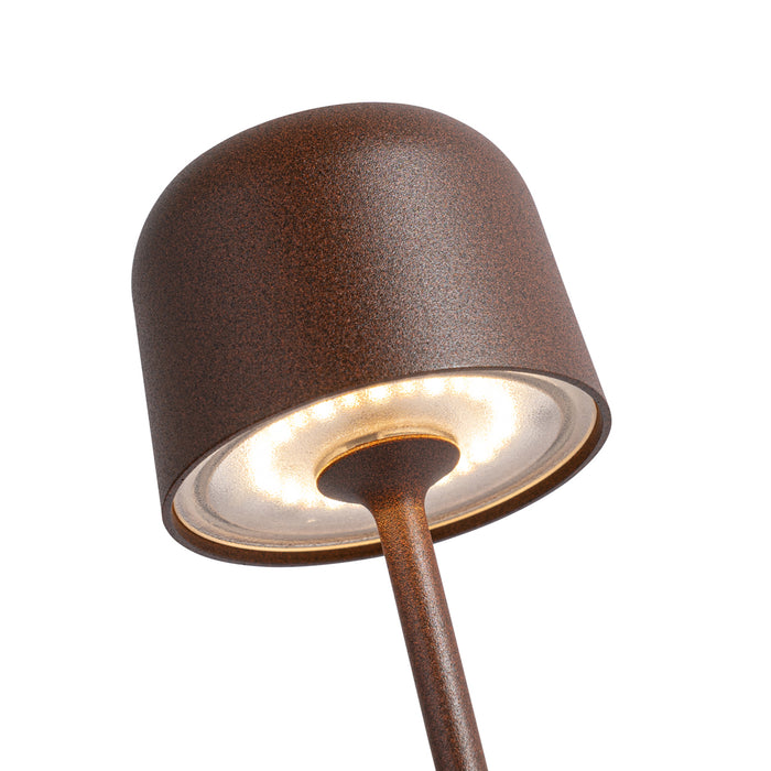 QAZQA Set van 2 tafellampen mushroom roestbruin incl. laadstation -