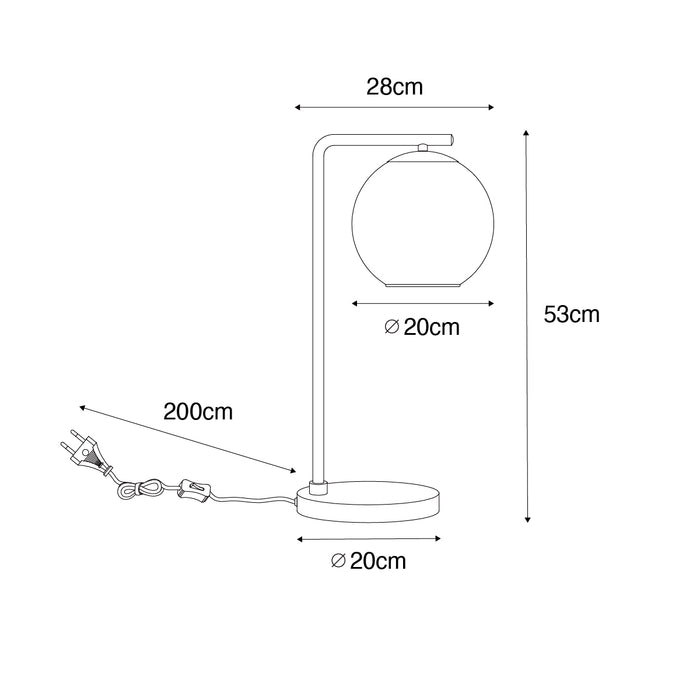 QAZQA Design tafellamp zwart met goud glas - Bert