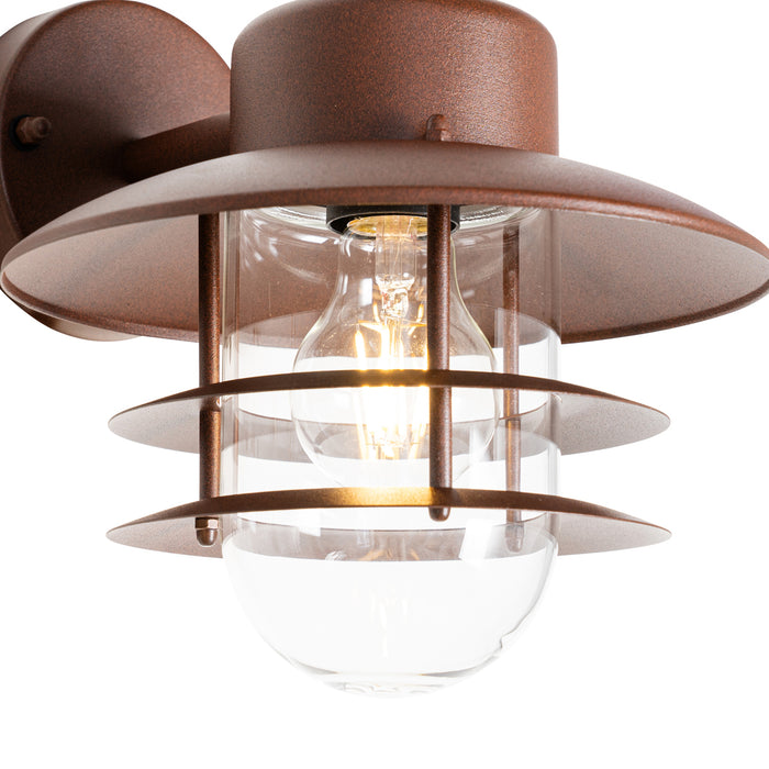 QAZQA Industriële wandlamp roestbruin IP44 - Shell