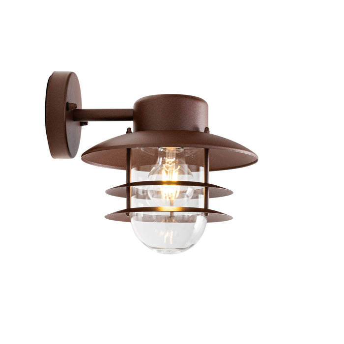 QAZQA Industriële wandlamp roestbruin IP44 - Shell