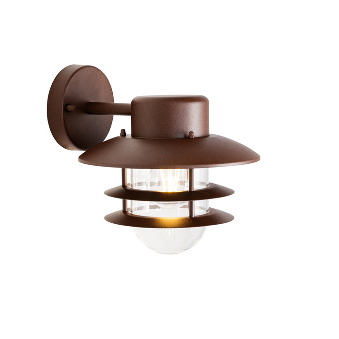 QAZQA Industriële wandlamp roestbruin IP44 - Shell