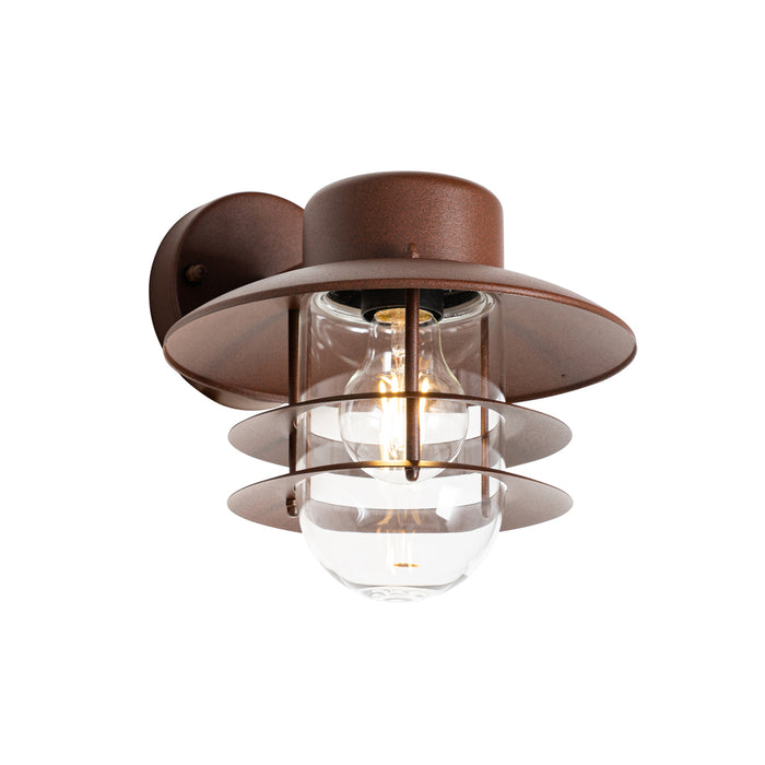 QAZQA Industriële wandlamp roestbruin IP44 - Shell